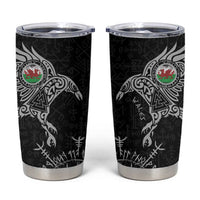 Wales Viking Ravens Tumbler Cup Vegvisir Runes Pattern - Wonder Print Shop
