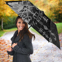 Wales Viking Ravens Umbrella Vegvisir Runes Pattern - Wonder Print Shop
