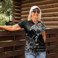 Wales Viking Ravens Women Polo Shirt Vegvisir Runes Pattern - Wonder Print Shop