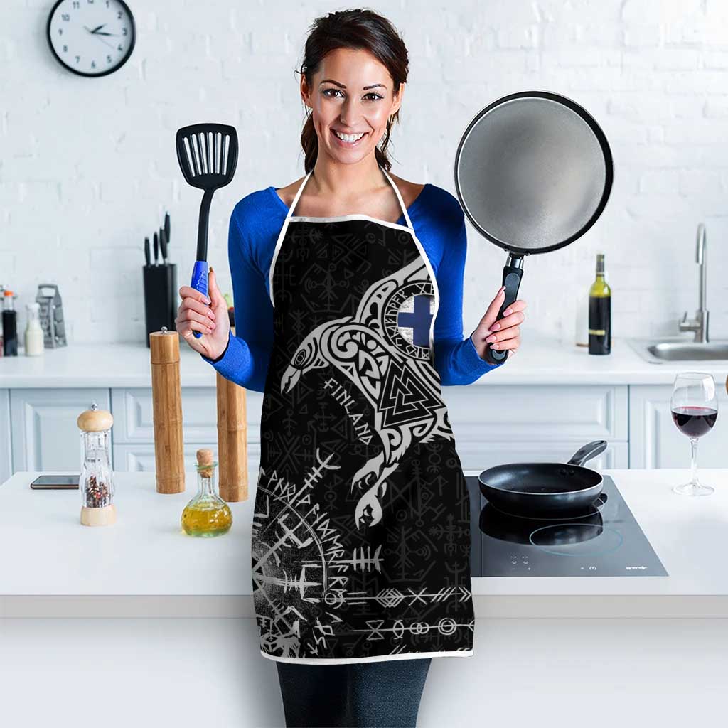 Finland Viking Ravens Apron Vegvisir Runes Pattern - Wonder Print Shop