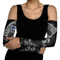 Finland Viking Ravens Arm Sleeves Vegvisir Runes Pattern - Wonder Print Shop