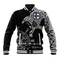 Finland Viking Ravens Baseball Jacket Vegvisir Runes Pattern - Wonder Print Shop
