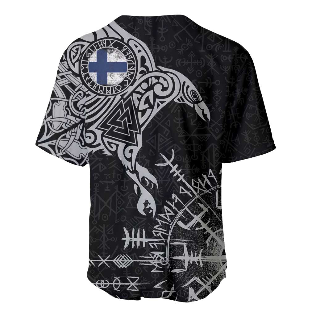 Finland Viking Ravens Baseball Jersey Vegvisir Runes Pattern - Wonder Print Shop