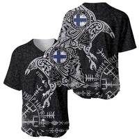 Finland Viking Ravens Baseball Jersey Vegvisir Runes Pattern - Wonder Print Shop