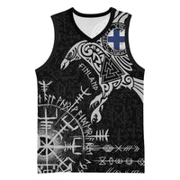Finland Viking Ravens Basketball Jersey Vegvisir Runes Pattern - Wonder Print Shop