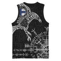 Finland Viking Ravens Basketball Jersey Vegvisir Runes Pattern - Wonder Print Shop