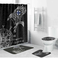 Finland Viking Ravens Bathroom Set Vegvisir Runes Pattern - Wonder Print Shop