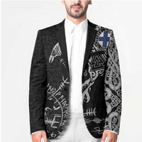 Finland Viking Ravens Blazer Vegvisir Runes Pattern - Wonder Print Shop