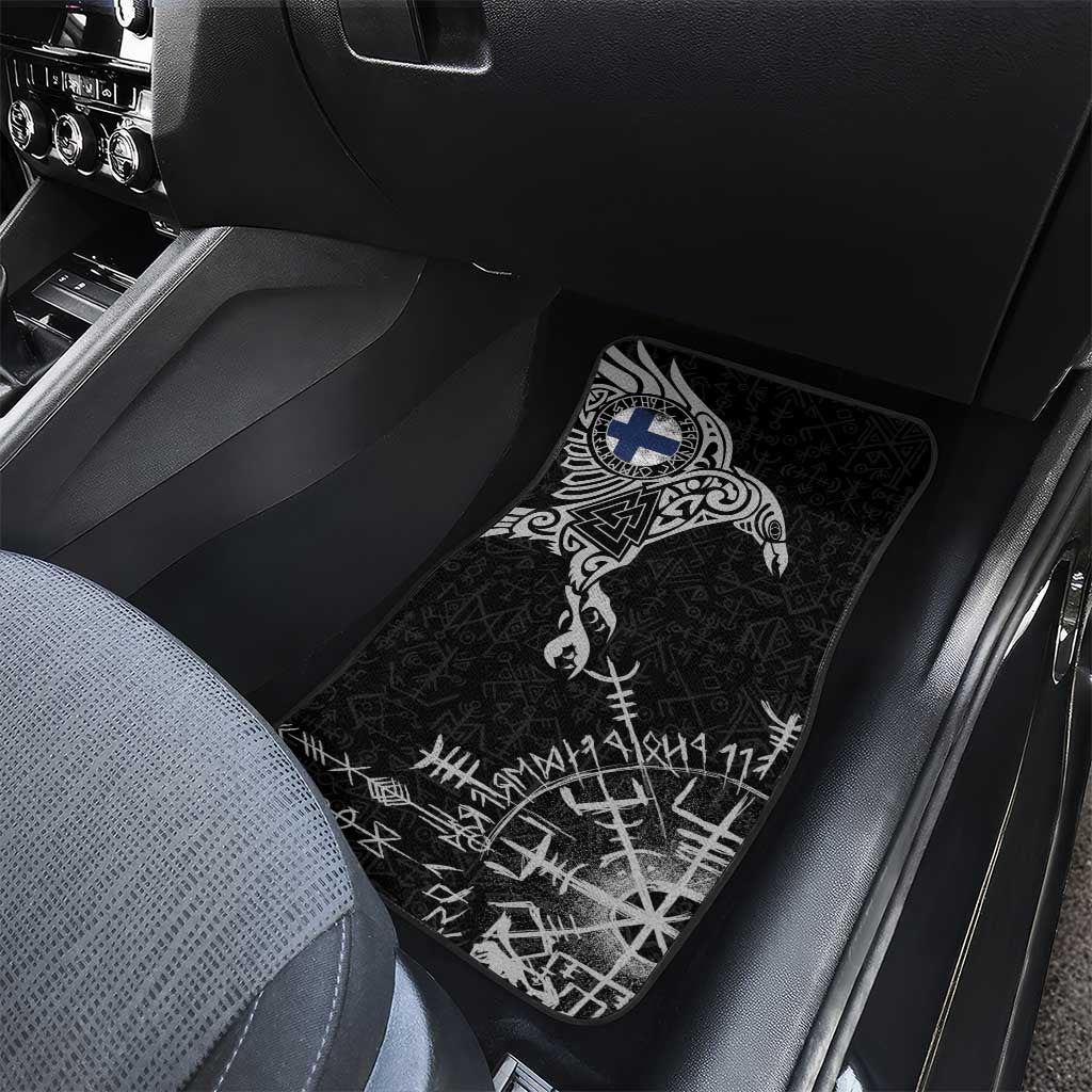 Finland Viking Ravens Car Mats Vegvisir Runes Pattern - Wonder Print Shop