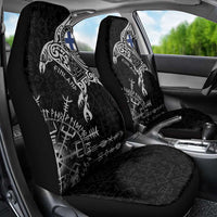 Finland Viking Ravens Car Seat Cover Vegvisir Runes Pattern - Wonder Print Shop