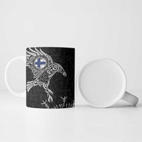 Finland Viking Ravens Ceramic Mug Vegvisir Runes Pattern - Wonder Print Shop