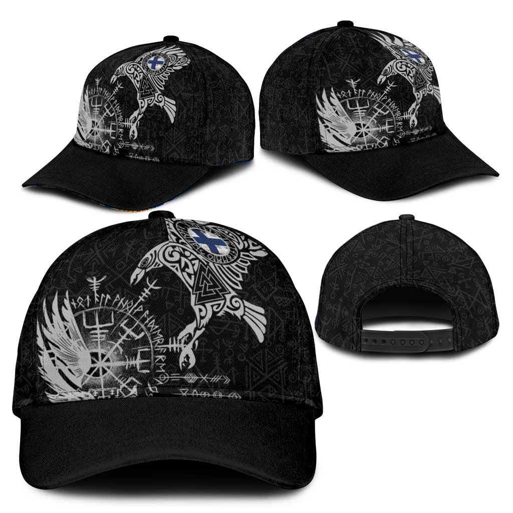 Finland Viking Ravens Classic Cap Vegvisir Runes Pattern - Wonder Print Shop