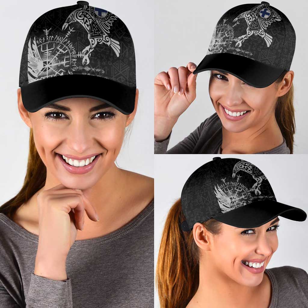 Finland Viking Ravens Classic Cap Vegvisir Runes Pattern - Wonder Print Shop