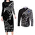 Finland Viking Ravens Couples Matching Long Sleeve Bodycon Dress and Long Sleeve Button Shirt Vegvisir Runes Pattern - Wonder Print Shop