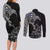 Finland Viking Ravens Couples Matching Long Sleeve Bodycon Dress and Long Sleeve Button Shirt Vegvisir Runes Pattern - Wonder Print Shop