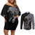 Finland Viking Ravens Couples Matching Off Shoulder Short Dress and Long Sleeve Button Shirt Vegvisir Runes Pattern - Wonder Print Shop