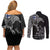 Finland Viking Ravens Couples Matching Off Shoulder Short Dress and Long Sleeve Button Shirt Vegvisir Runes Pattern - Wonder Print Shop