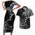 Finland Viking Ravens Couples Matching Short Sleeve Bodycon Dress and Hawaiian Shirt Vegvisir Runes Pattern - Wonder Print Shop