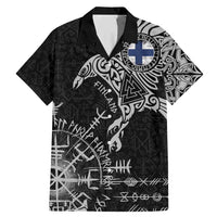 Finland Viking Ravens Family Matching Mermaid Dress and Hawaiian Shirt Vegvisir Runes Pattern - Wonder Print Shop
