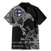 Finland Viking Ravens Family Matching Mermaid Dress and Hawaiian Shirt Vegvisir Runes Pattern - Wonder Print Shop