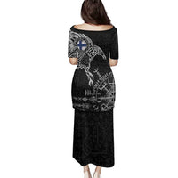 Finland Viking Ravens Family Matching Puletasi and Hawaiian Shirt Vegvisir Runes Pattern - Wonder Print Shop