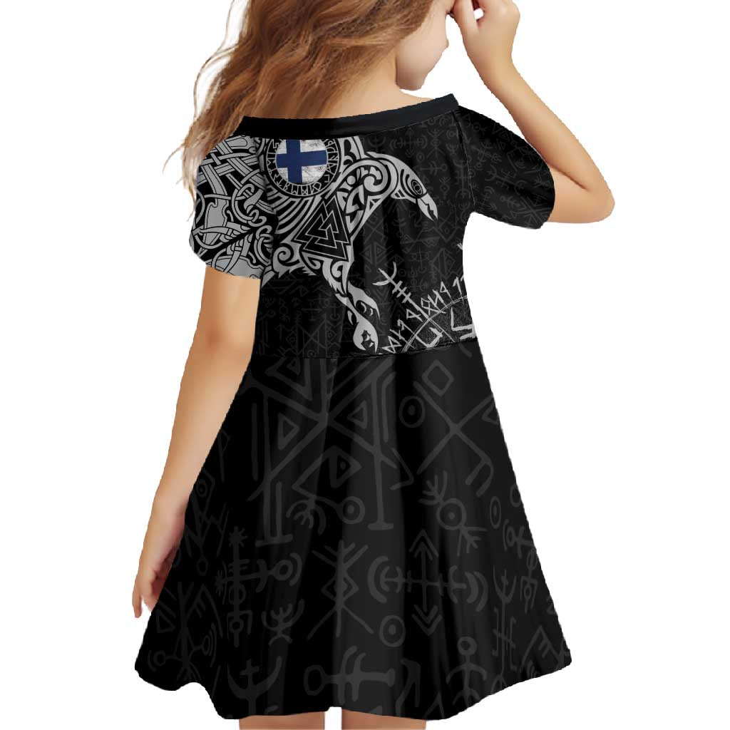 Finland Viking Ravens Family Matching Summer Maxi Dress and Hawaiian Shirt Vegvisir Runes Pattern - Wonder Print Shop