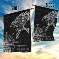 Finland Viking Ravens Garden Flag Vegvisir Runes Pattern - Wonder Print Shop