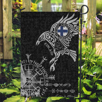 Finland Viking Ravens Garden Flag Vegvisir Runes Pattern - Wonder Print Shop