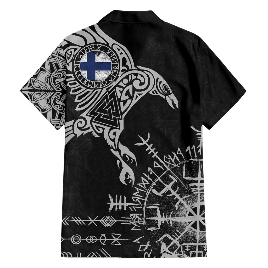 Finland Viking Ravens Hawaiian Shirt Vegvisir Runes Pattern - Wonder Print Shop