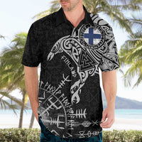 Finland Viking Ravens Hawaiian Shirt Vegvisir Runes Pattern - Wonder Print Shop