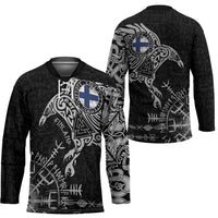 Finland Viking Ravens Hockey Jersey Vegvisir Runes Pattern - Wonder Print Shop