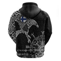 Finland Viking Ravens Hoodie Vegvisir Runes Pattern - Wonder Print Shop