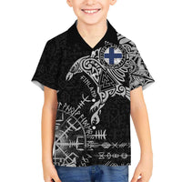 Finland Viking Ravens Kid Hawaiian Shirt Vegvisir Runes Pattern - Wonder Print Shop