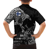 Finland Viking Ravens Kid Hawaiian Shirt Vegvisir Runes Pattern - Wonder Print Shop