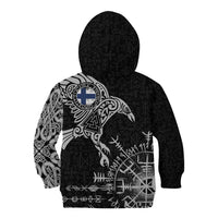 Finland Viking Ravens Kid Hoodie Vegvisir Runes Pattern - Wonder Print Shop