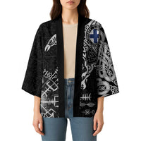 Finland Viking Ravens Kimono Vegvisir Runes Pattern - Wonder Print Shop