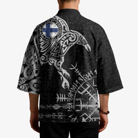 Finland Viking Ravens Kimono Vegvisir Runes Pattern - Wonder Print Shop