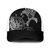 Finland Viking Ravens Mesh Trucker Cap Vegvisir Runes Pattern - Wonder Print Shop