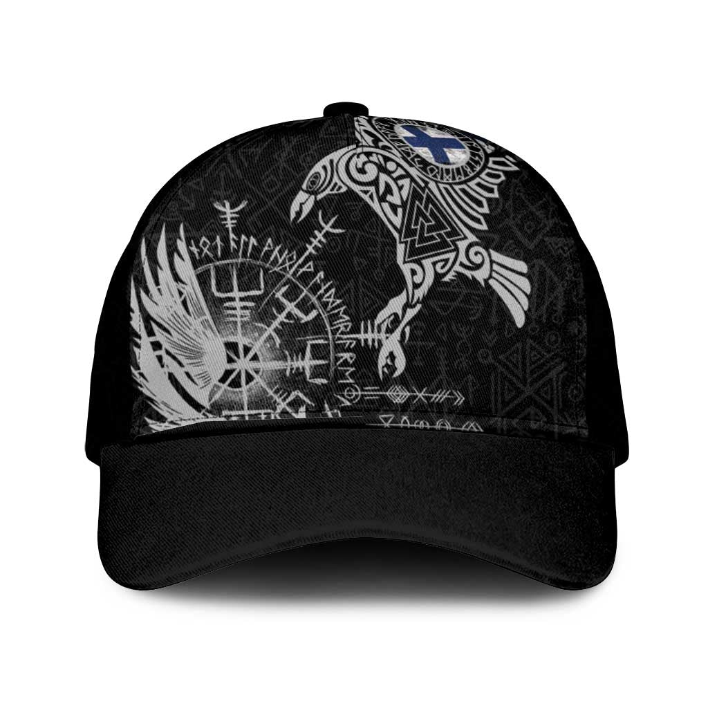 Finland Viking Ravens Mesh Trucker Cap Vegvisir Runes Pattern - Wonder Print Shop