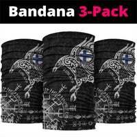 Finland Viking Ravens Neck Gaiter Vegvisir Runes Pattern - Wonder Print Shop