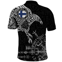 Finland Viking Ravens Polo Shirt Vegvisir Runes Pattern - Wonder Print Shop
