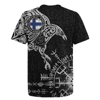 Finland Viking Ravens Rugby Jersey Vegvisir Runes Pattern - Wonder Print Shop