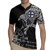 Finland Viking Ravens Rugby Jersey Vegvisir Runes Pattern - Wonder Print Shop