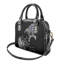Finland Viking Ravens Shoulder Handbag Vegvisir Runes Pattern - Wonder Print Shop