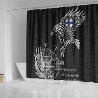 Finland Viking Ravens Shower Curtain Vegvisir Runes Pattern - Wonder Print Shop
