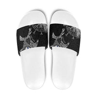 Finland Viking Ravens Slide Sandals Vegvisir Runes Pattern - Wonder Print Shop