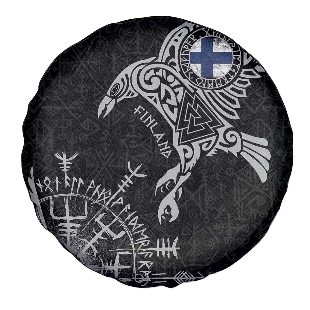 Finland Viking Ravens Spare Tire Cover Vegvisir Runes Pattern - Wonder Print Shop