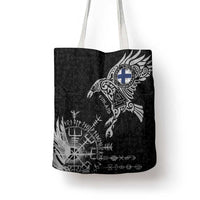 Finland Viking Ravens Tote Bag Vegvisir Runes Pattern - Wonder Print Shop