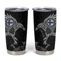 Finland Viking Ravens Tumbler Cup Vegvisir Runes Pattern - Wonder Print Shop