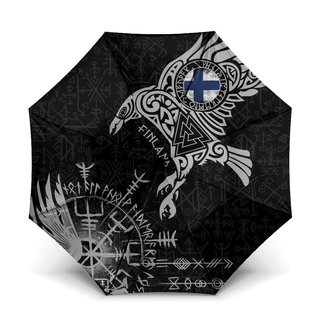 Finland Viking Ravens Umbrella Vegvisir Runes Pattern - Wonder Print Shop